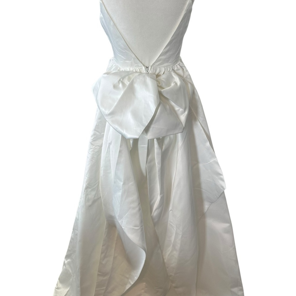Lulus Blissfully Beloved Ivory Backless A-Line Bow Maxi Dress with slit, size XS - Picture 4 of 8